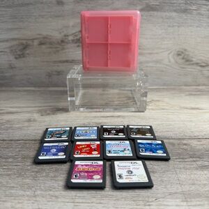 Nintendo DS Game Cartridge LOT Of 10 - In Hard Pink Storage Case